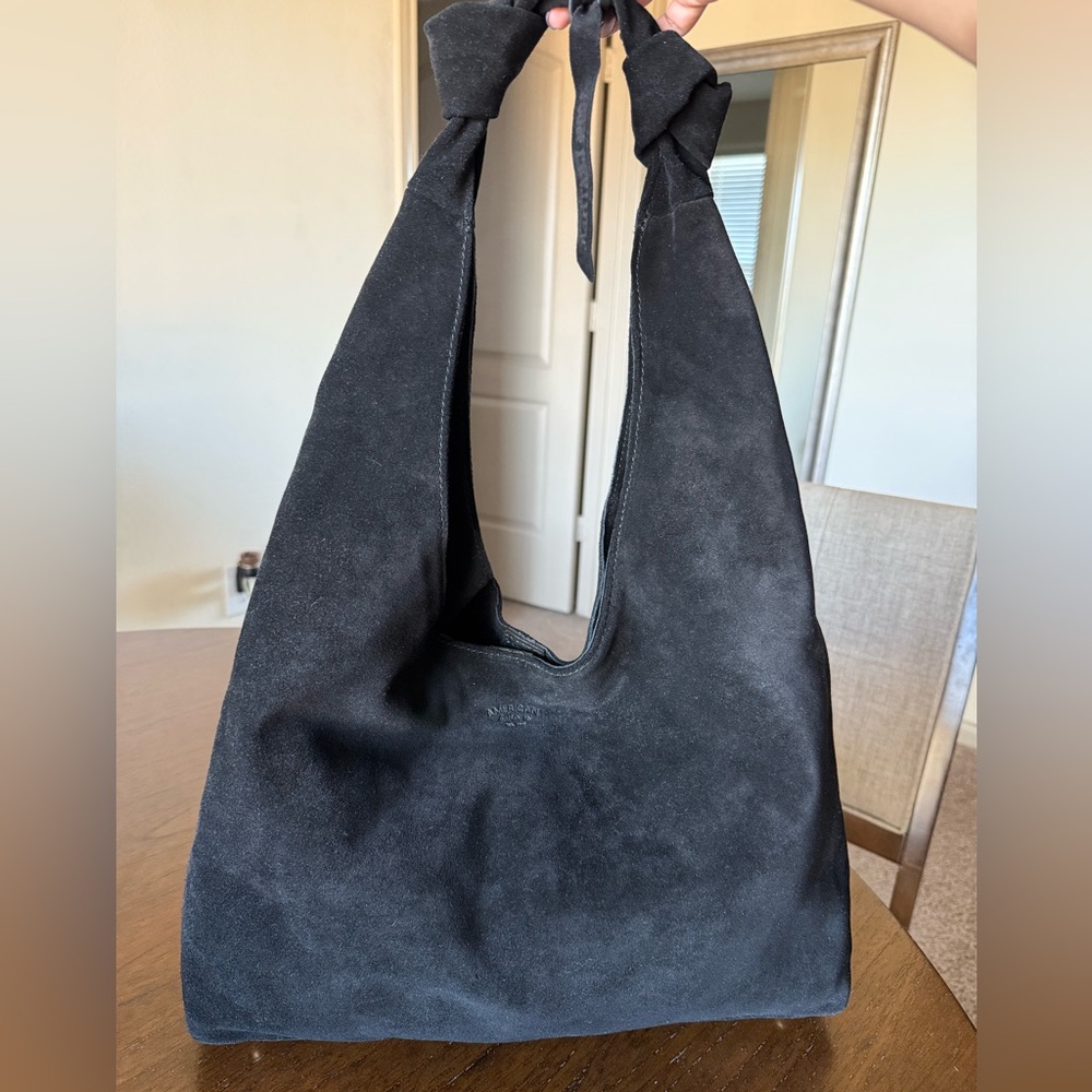 Black Suede Leather Bag